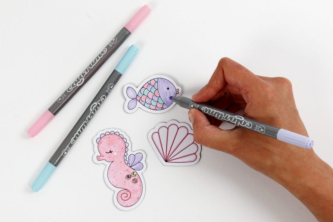 creatieve ideeën voor kinderen, onderwater wereld koelkast magneten om zelf te kleuren