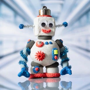 Collageafbeelding - Robot gemaakt van steenklei
