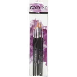 Gold Line penselen, afm 1+4+8+12+18, L: 17-19 cm, B: 1-7 mm, rond, 5 stuk/ 1 doos