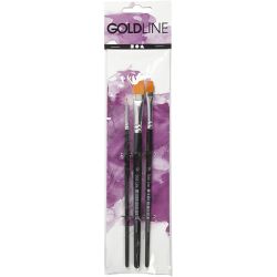 Gold Line penselen, afm 2+8+12, L: 16,5-19 cm, B: 3-12 mm, plat, 3 stuk/ 1 doos
