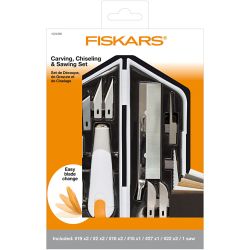 Fiskars Mes, beitel en zaagset, L: 15 cm, B: 3 cm, 1 set