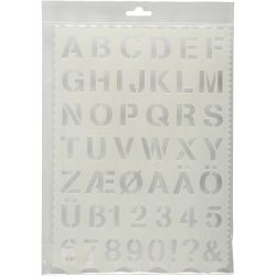 Sjabloon, letters en cijfers, H: 25 mm, vel 21x29 cm, 1 stuk