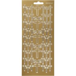 Stickers, kruis, vel 10x23 cm, goud, 1 vel