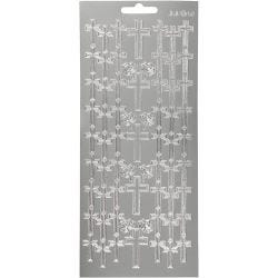 Stickers, kruis, vel 10x23 cm, zilver, 1 vel