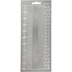 Stickers, randen, vel 10x23 cm, zilver, 1 vel