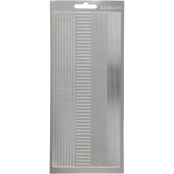 Stickers, randen, 10x23 cm, zilver, 1 vel