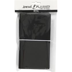 Planner / Bulletjournal, afm 10x18x1,5 cm, elastieksluiting, zwart, 1 stuk