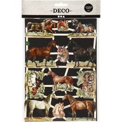 Vintage plaatjes, paarden, vel 16,5x23,5 cm, 2 vel/ 1 doos