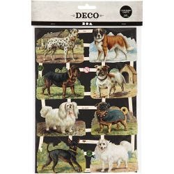 Vintage plaatjes, honden, vel 16,5x23,5 cm, 2 vel/ 1 doos