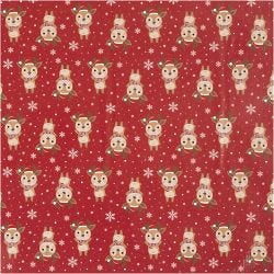 Inpakpapier, Rendier met sjaal, B: 50 cm, 80 gr, donkerrood, 100 m/ 1 rol