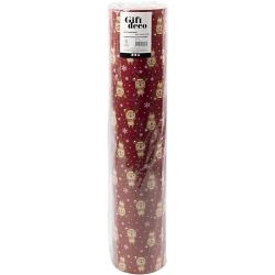 Inpakpapier, Rendier met sjaal, B: 50 cm, 80 gr, donkerrood, 100 m/ 1 rol