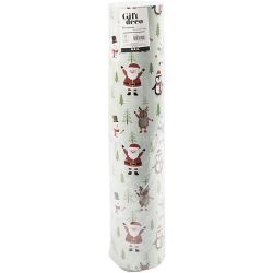 Inpakpapier, Kerstman, sneeuwman, rendier, ijsbeer en pinguïn, B: 50 cm, 80 gr, ice blue, 100 m/ 1 rol