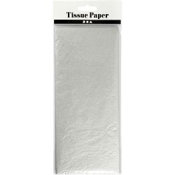 Tissuepapier, vel 50x70 cm, 17 gr, zilver, 6 vel/ 1 doos