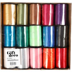 Cadeaulint, B: 10 mm, glossy, diverse kleuren, 15x250 m/ 1 doos