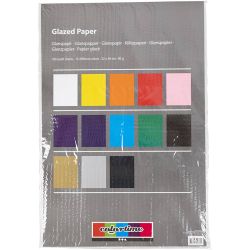 Glanspapier, vel 32x48 cm, 80 gr, diverse kleuren, 100 vel/ 1 doos