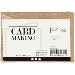 Gerecyclede envelop, afmeting envelop 7,8x11,5 cm, 120 gr, naturel, 50 stuk/ 1 doos