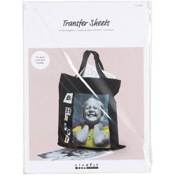 Transfer vellen, vel 21,5x28 cm, voor donker en licht textiel, wit, 12 vel/ 1 doos