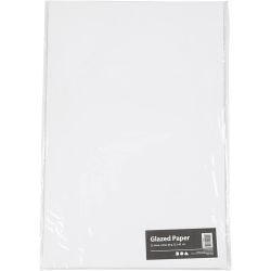 Glanspapier, vel 32x48 cm, 80 gr, wit, 25 vel/ 1 doos