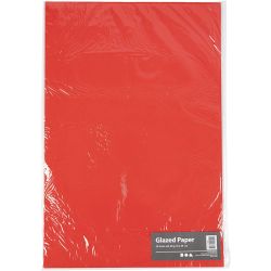 Glanspapier, vel 32x48 cm, 80 gr, rood, 25 vel/ 1 doos