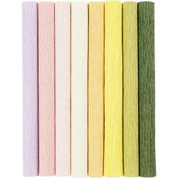 Crêpepapier, vel 25x60 cm, Crêpe-verhouding: 180%, 105 gr, pastelkleuren, 8 vel/ 1 doos