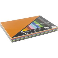 Gekleurd karton, A4, vel 210x297 mm, 180 gr, diverse kleuren, 12x10 vel/ 1 doos