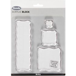 Stempelblok, afm 2,5x2,5+5x5+7,6x7,6+5x16,5 cm, dikte 1 cm, 4 stuk/ 1 doos