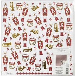 Design papier, notenkraker, 180 gr, goud, rood, wit, 3 vel/ 1 doos