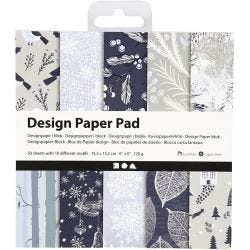 Design papierblok, vel 15,2x15,2 cm, 120 gr, blauw, grijs, 50 vel/ 1 doos