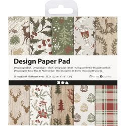 Design papierblok, vel 15,2x15,2 cm, 120 gr, bruin, rood, 50 vel/ 1 doos