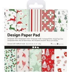 Design papierblok, vel 15,2x15,2 cm, 120 gr, groen, rood, wit, 50 vel/ 1 doos