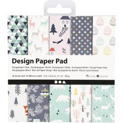 Design papierblok, vel 15,2x15,2 cm, 120 gr, lichtgroen, roze, wit, 50 vel/ 1 doos