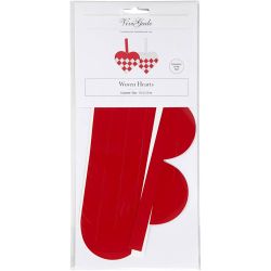 Gevlochten harten, afm 13,5x12,5 cm, rood, wit, 8 set/ 1 doos