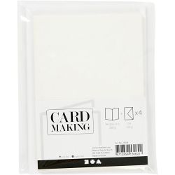 Kaarten en enveloppen, afmeting kaart 10,5x15 cm, afmeting envelop 11,5x16,5 cm, glitter, 120+250 gr, wit, 4 set/ 1 doos