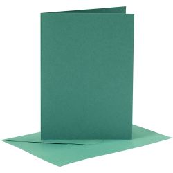 Kaarten en enveloppen, afmeting kaart 10,5x15 cm, afmeting envelop 11,5x16,5 cm, 110+230 gr, donkergroen, 6 set/ 1 doos