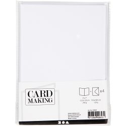 Kaarten en enveloppen, afmeting kaart 12,7x17,8 cm, afmeting envelop 13,3x18,5 cm, 230 gr, wit, 4 set/ 1 doos