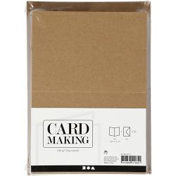 Kaarten en enveloppen, afmeting kaart 10,5x15 cm, afmeting envelop 11,5x16,5 cm, 120+240 gr, naturel, 50 set/ 1 doos
