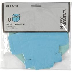 Vouwdoos, afm 5,5x5,5 cm, 250 gr, lichtturquoise/donkerturquoise, 10 stuk/ 1 doos
