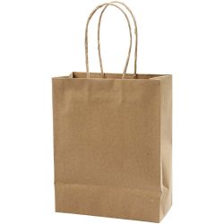 Papieren Zakken, H: 23 cm, B: 18x9 cm, 125 gr, bruin, 10 stuk/ 1 doos