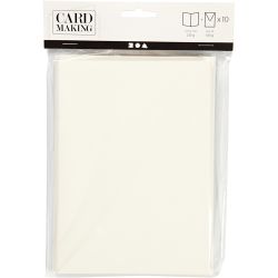 Kaarten en enveloppen, afmeting kaart 12,5x17,5 cm, afmeting envelop 14x19 cm, off-white, 10 set/ 1 doos