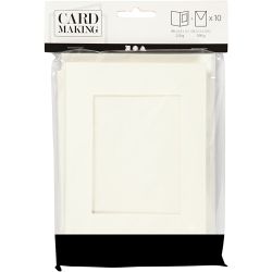 Passepartout kaarten , rechthoek, afmeting kaart 10,5x15 cm, afmeting envelop 11,5x16,5 cm, off-white, 10 set/ 1 doos