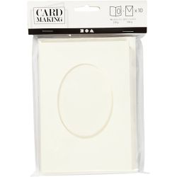 Passepartout kaarten , ovaal, afmeting kaart 10,5x15 cm, afmeting envelop 11,5x16,5 cm, off-white, 10 set/ 1 doos