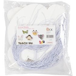 Dierenmaskers, H: 13-24 cm, B: 20-28 cm, 230 gr, wit, 100 stuk/ 1 doos
