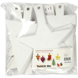 Kerst ornamenten, H: 23,5-26,5 cm, B: 15,5-20,5 cm, wit, 100 stuk/ 1 doos