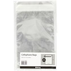 Cellofaan Zakjes, H: 12,9 cm, B: 9,7 cm, dikte 25 my, 20 stuk/ 1 doos