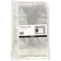 Cellofaan Zakjes, H: 12,9 cm, B: 9,7 cm, dikte 25 my, 200 stuk/ 1 doos