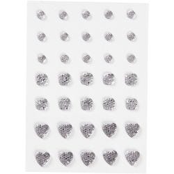 Strasstenen, rond, vierkant, hart, afm 6+8+10 mm, zilver, 35 stuk/ 1 doos