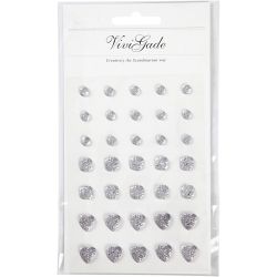 Strasstenen, rond, vierkant, hart, afm 6+8+10 mm, zilver, 35 stuk/ 1 doos