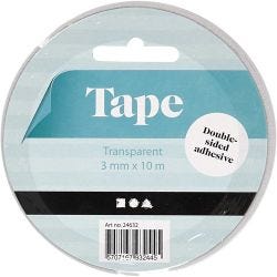 Dubbelzijdig Plakband, B: 3 mm, 10 m/ 1 rol
