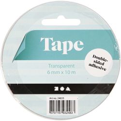 Dubbelzijdig Plakband, B: 6 mm, 10 m/ 1 rol