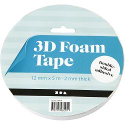 3D Foam Tape, B: 12 mm, dikte 2 mm, 5 m/ 1 rol